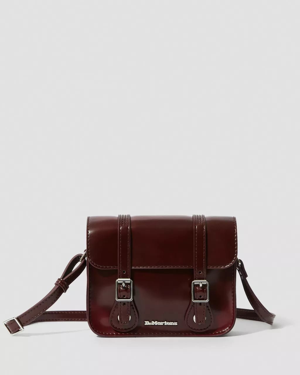 Martens Vegan Inch Leather Satchel Cherry Red Oxford Brush