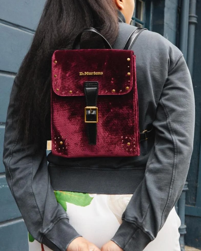 dr martens leather backpack cherry red Dr. Martens Mini Velvet Backpack